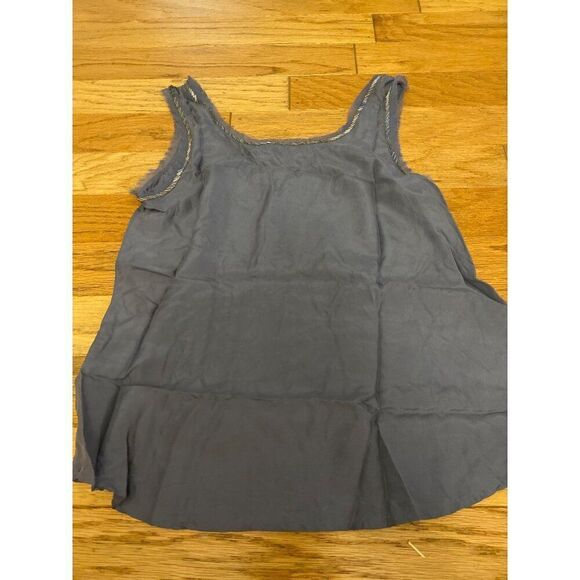 Ann Taylor Loft womens purple grey embellished neckline silk tank top size small - Picture 7 of 7